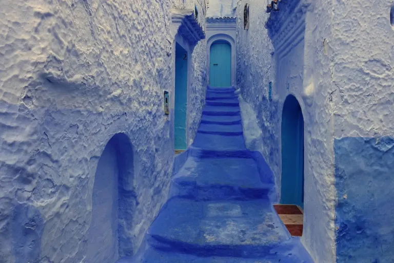 Escalier bleu à Chefchaouen